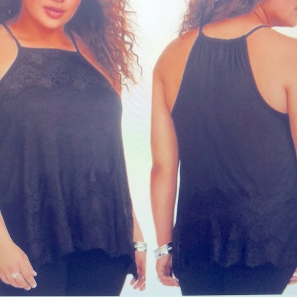 Torrid Super Soft Knits Blue Lace Halter Cami - Picture 3 of 3